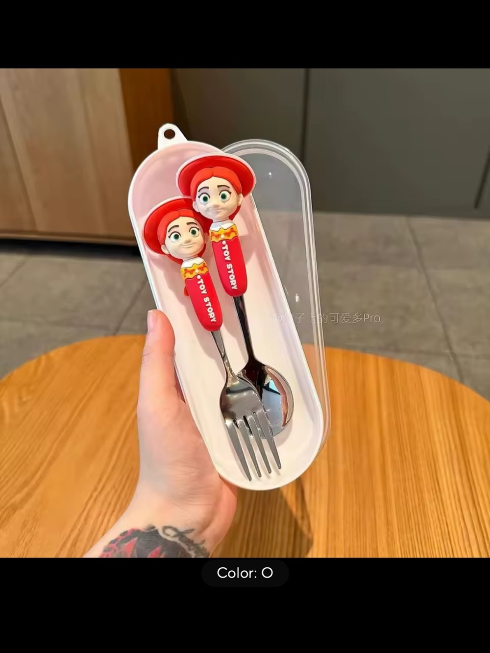 Disney Red Jessie Kids Fork and Spoon Set with Case